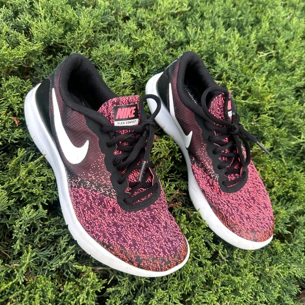 Nike Flex Contact GS Big Kids Athletic Shoes Size 5.5Y Black Pink Sneakers